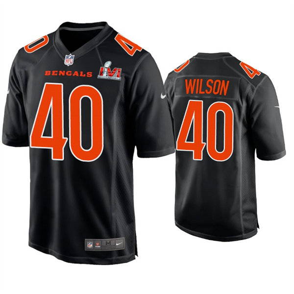Men's Cincinnati Bengals #40 Brandon Wilson Nike Black Super Bowl LVI Bound Game Fashion Jersey 