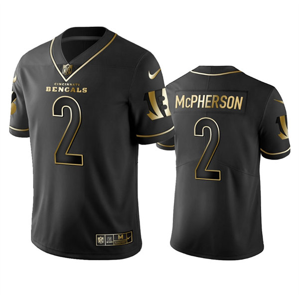 Men's Cincinnati Bengals #2 Evan McPherson Nike Black Golden Edition Vapor Limited Jersey
