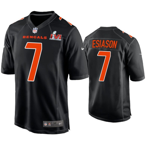 Men's Cincinnati Bengals Retired Player #7 Boomer Esiason Nike Black Super Bowl LVI Bound Game Fashion Jersey