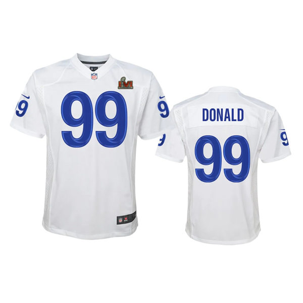 Youth Los Angeles Rams #99 Aaron Donald Nike Full White Super Bowl LVI Game Fashion Jersey