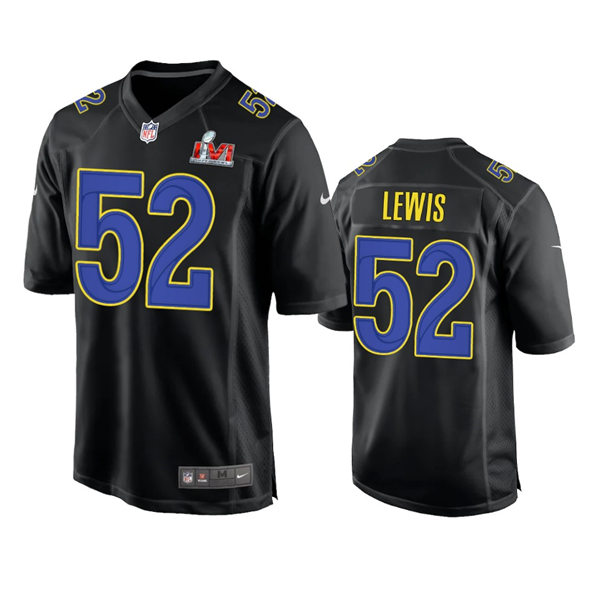 Mens Los Angeles Rams #52 Terrell Lewis Nike Black Super Bowl LVI Bound Game Fashion Jersey