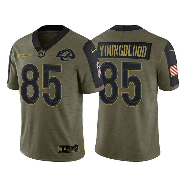 Mens Los Angeles Rams Retired Player #85 Jack Youngblood Nike Olive 2021 Salute To Service Limited Jersey