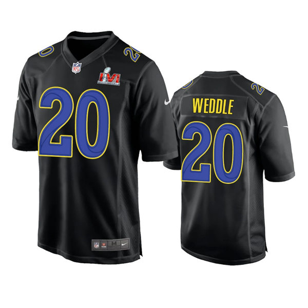 Mens Los Angeles Rams #20 Eric Weddle Nike Black Super Bowl LVI Bound Game Fashion Jersey