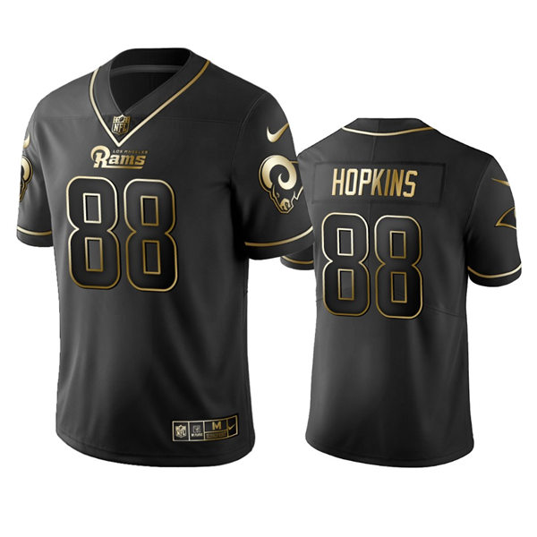 Mens Los Angeles Rams #88 Brycen Hopkins Nike Black Golden Edition Vapor Limited Jersey