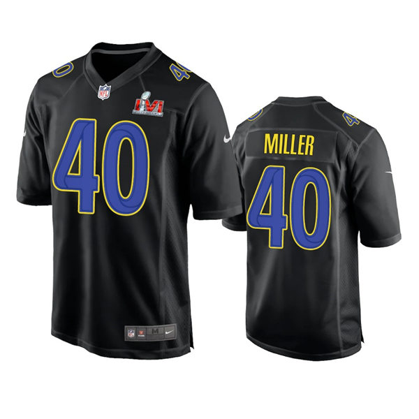 Mens Los Angeles Rams #40 Von Miller Nike Black Super Bowl LVI Bound Game Fashion Jersey