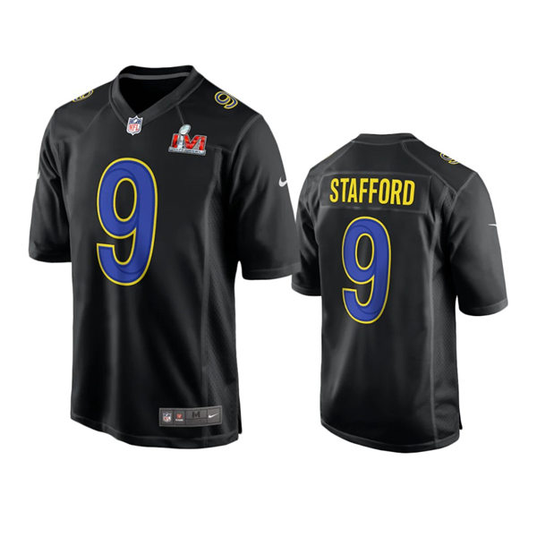 Mens Los Angeles Rams #9 Matthew Stafford Nike Black Super Bowl LVI Bound Game Fashion Jersey