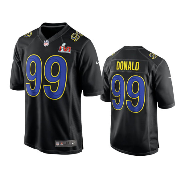Mens Los Angeles Rams #99 Aaron Donald Nike Black Super Bowl LVI Bound Game Fashion Jersey