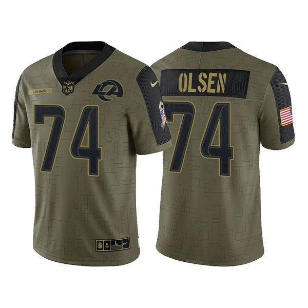 Mens Los Angeles Rams Retired Player #74 Merlin Olsen Nike Olive 2021 Salute To Service Limited Jersey