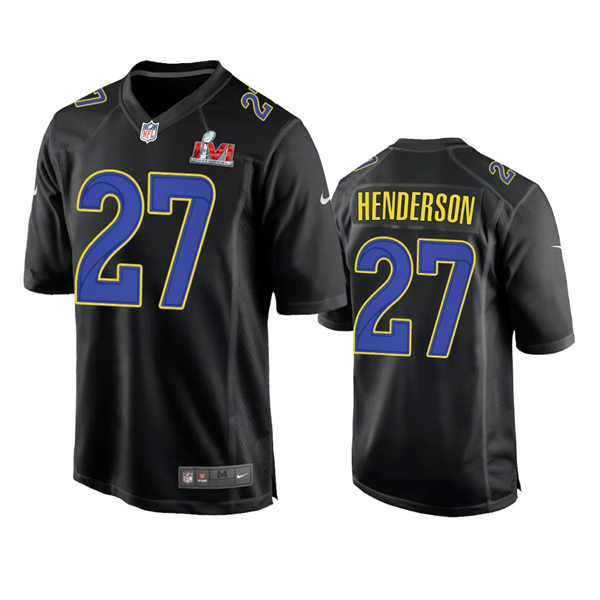 Mens Los Angeles Rams #27 Darrell Henderson Nike Black Super Bowl LVI Bound Game Fashion Jersey