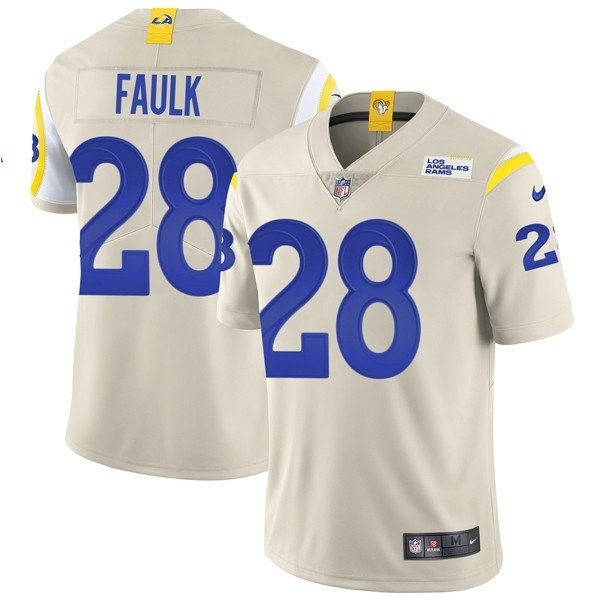 Mens Los Angeles Rams Retired Player #28 Marshall Faulk Nike Bone Vapor Untouchable Limited Jersey
