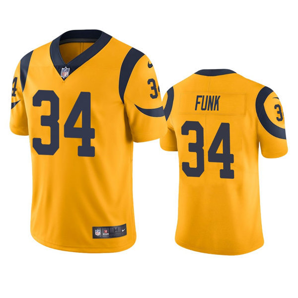 Mens Los Angeles Rams #34 Jake Funk Nike Gold Color Rush Limited Jersey