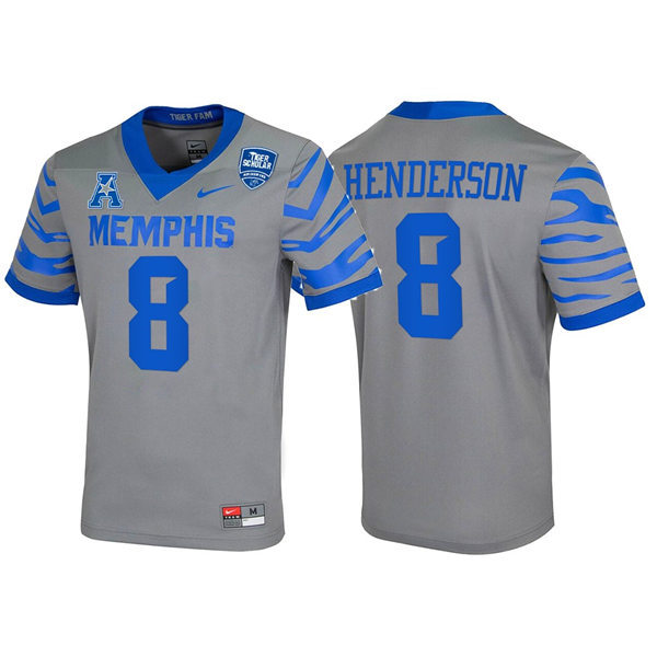 Men's Youth Memphis Tigers #8 Darrell Henderson Gray Nike College Football Jersey