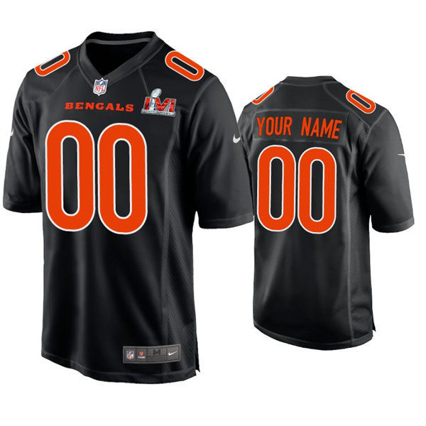 Mens Cincinnati Bengals Custom Nike Black Fashion 2022 LVI Super Bowl Game Jersey