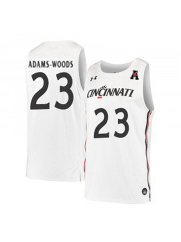Mens Cincinnati Bearcats #23 Mika Adams-Woods White Stitched College Basketball Jersey