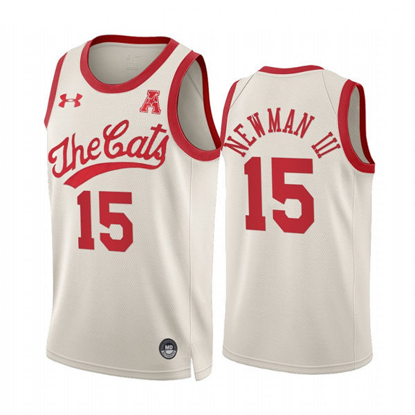 Mens Cincinnati Bearcats #15 John Newman III Cream 2022 Retro 70s The Cats Basketball Jersey