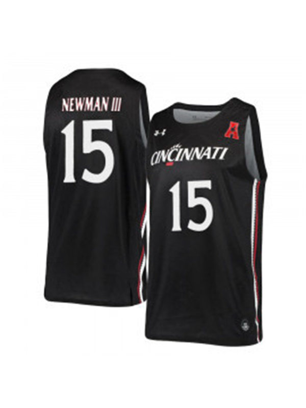 Mens Cincinnati Bearcats #15 John Newman III Black Stitched College Basketball Jersey