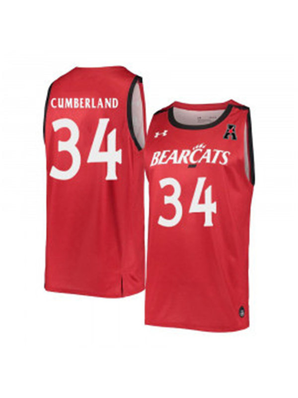 Mens Cincinnati Bearcats #34 Jarron Cumberland Red Stitched College Basketball Jersey