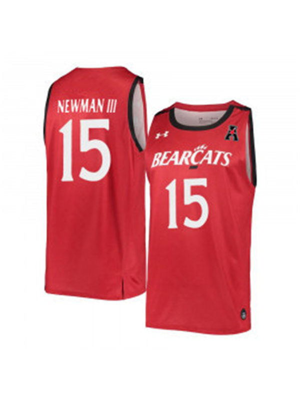 Mens Cincinnati Bearcats #15 John Newman III Red Stitched College Basketball Jersey