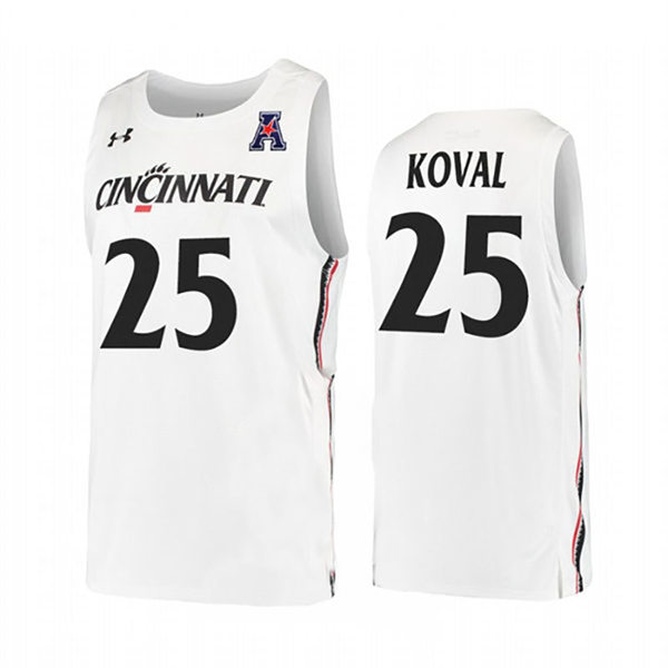 Mens Cincinnati Bearcats #25 Hayden Koval White Stitched College Basketball Jersey