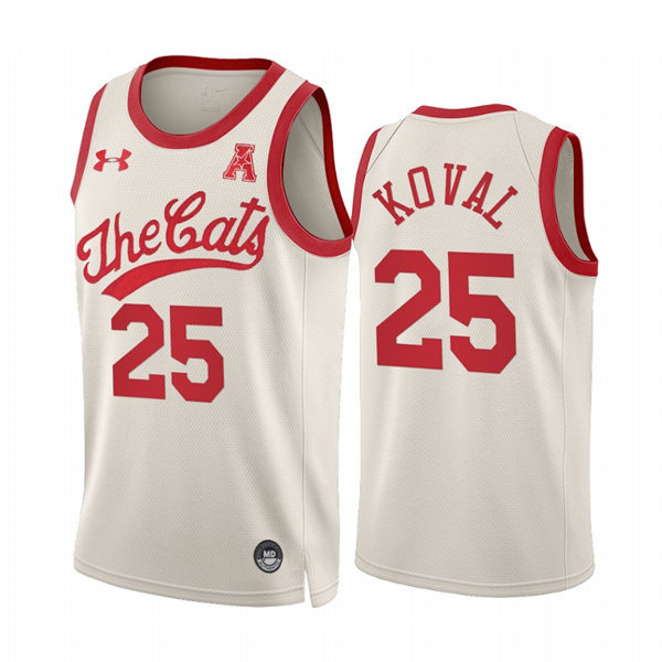 Mens Cincinnati Bearcats #25 Hayden Koval Cream 2022 Retro 70s The Cats Basketball Jersey