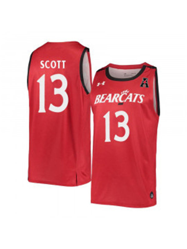 Mens Cincinnati Bearcats #13 Trevon Scott Red Stitched College Basketball Jersey