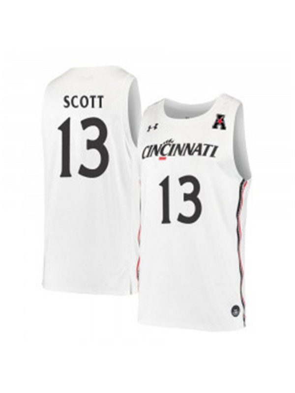 Mens Cincinnati Bearcats #13 Trevon Scott White Stitched College Basketball Jersey