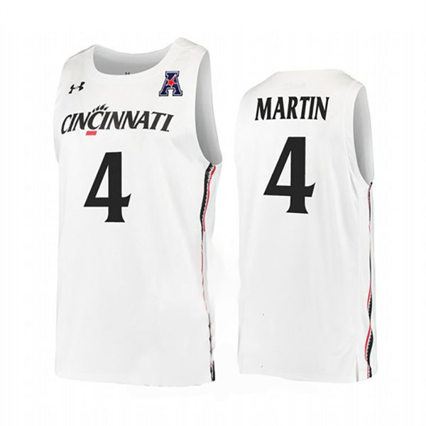 Mens Cincinnati Bearcats #4 Kenyon Martin White Stitched College Basketball Jersey