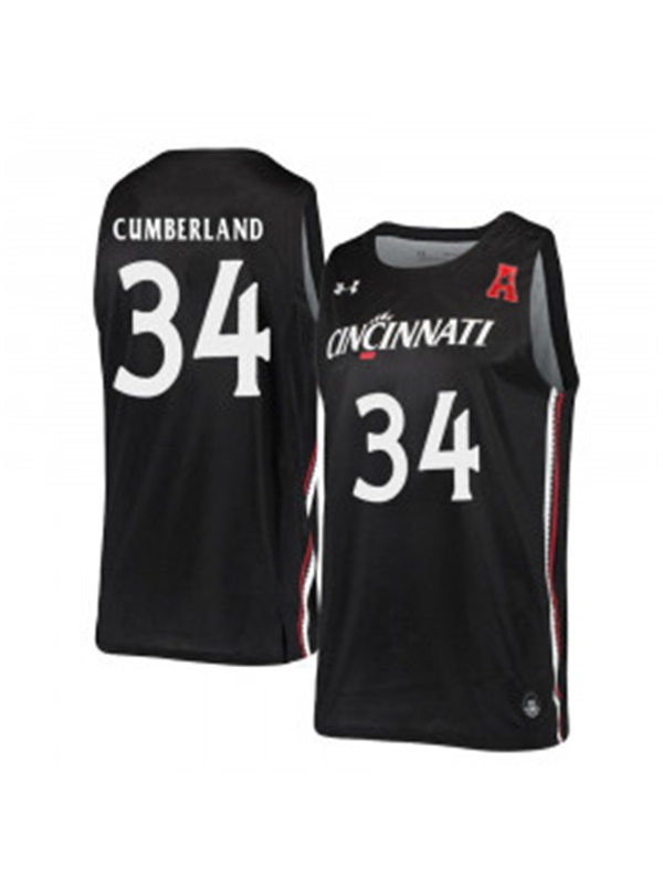 Mens Cincinnati Bearcats #34 Jarron Cumberland Black Stitched College Basketball Jersey