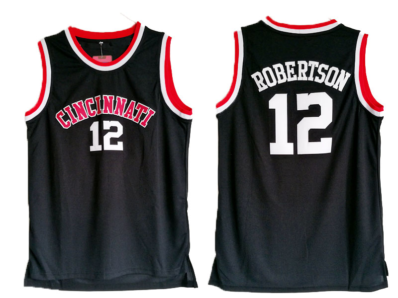 Mens Cincinnati Bearcats #12 Oscar Robertson Black Commemorative Classic Basketball Jersey