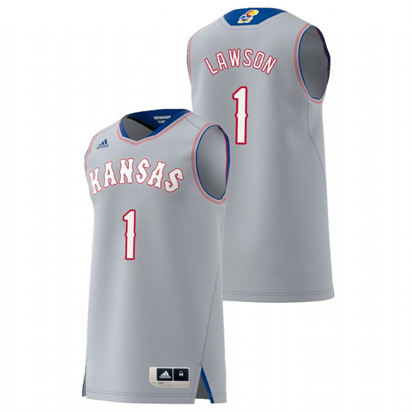 Men's Kansas Jayhawks #1 Dedric Lawson Adidas 2018-20 Gray Swingman Basketball Jersey
