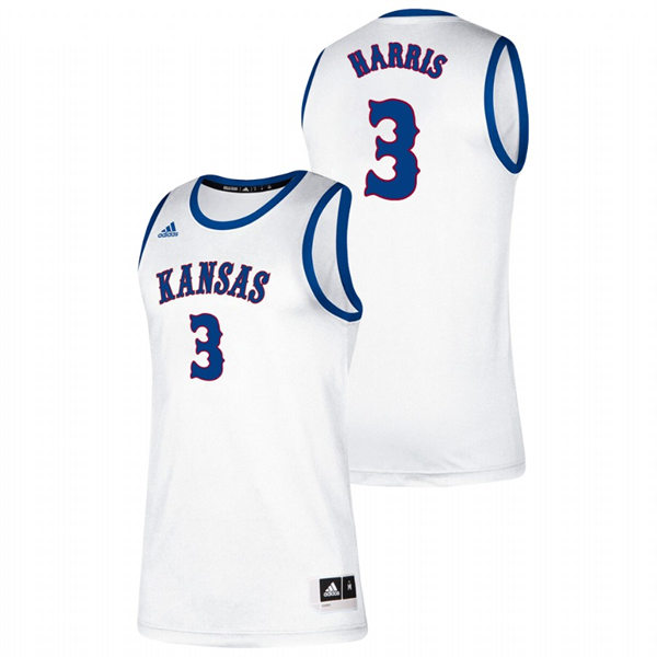 Men's Kansas Jayhawks #3 Dajuan Harris White Retro College Basketball Classic Jersey