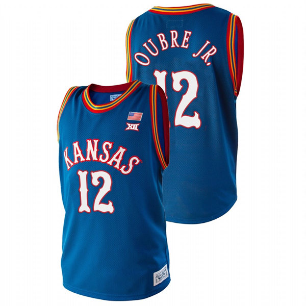 Men's Kansas Jayhawks #12 Kelly Oubre Jr. Royal Retro College Basketball Classic Jersey
