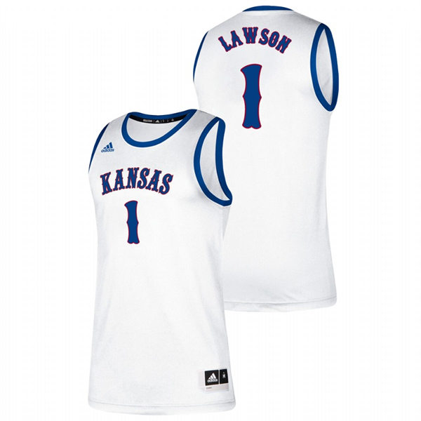 Men's Kansas Jayhawks #1 Dedric Lawson White Retro College Basketball Classic Jersey