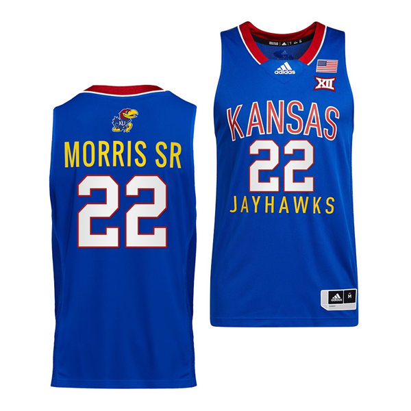 Mens Kansas Jayhawks #22 Marcus Morris Sr. Adidas Royal Throwback College Basketball Jersey