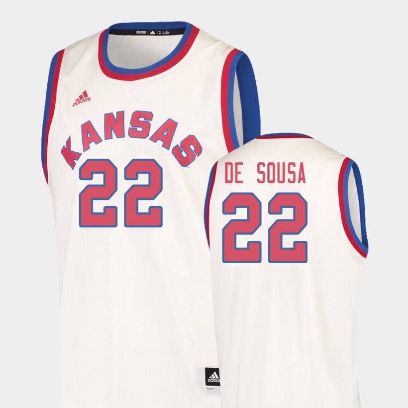 Men's Kansas Jayhawks #22 silvio de sousa White Red Round Neck Throwback Basketball Jersey