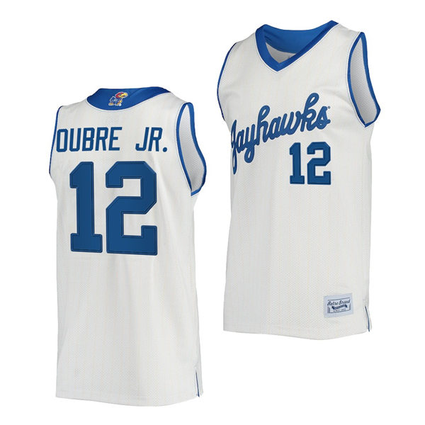 Mens Kansas Jayhawks #12 Kelly Oubre Jr. Cream Retro Commemorative Classic College Basketball Jersey