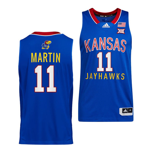 Mens Kansas Jayhawks #11 Remy Martin Adidas Royal Throwback College Basketball Jersey