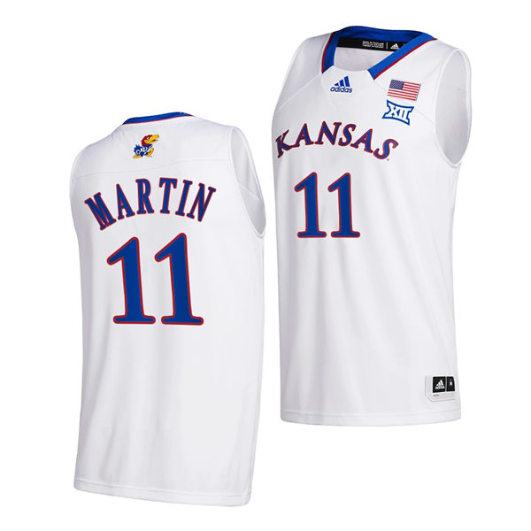 Mens Kansas Jayhawks #11 Remy Martin White Adidas Stitched College Basketball Game Jersey