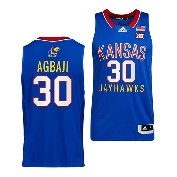 Mens Kansas Jayhawks #30 Ochai Agbaji Adidas Royal Throwback College Basketball Jersey