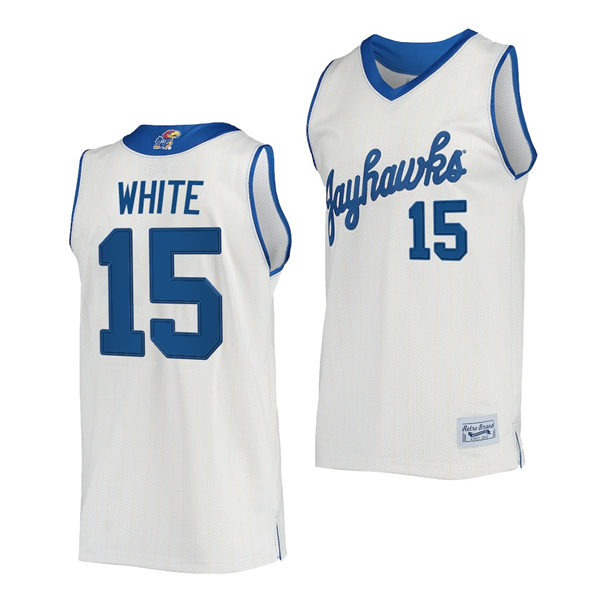 Mens Kansas Jayhawks #15 Dillon Wilhite Cream Retro Commemorative Classic College Basketball Jersey