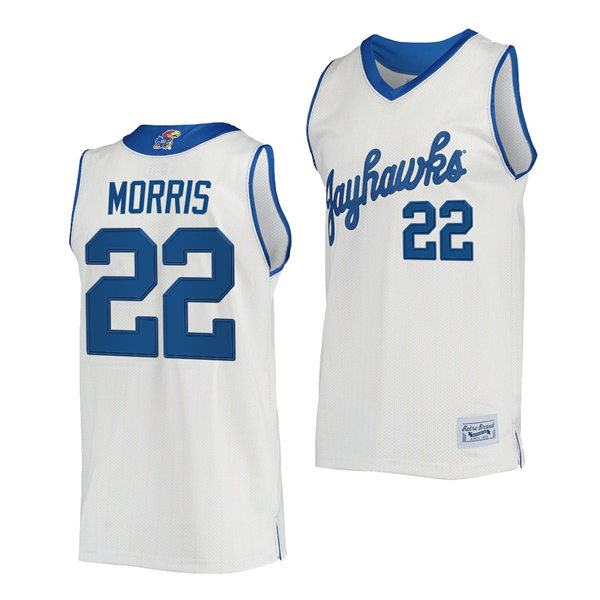 Mens Kansas Jayhawks #22 Marcus Morris Sr. Cream Retro Commemorative Classic College Basketball Jersey