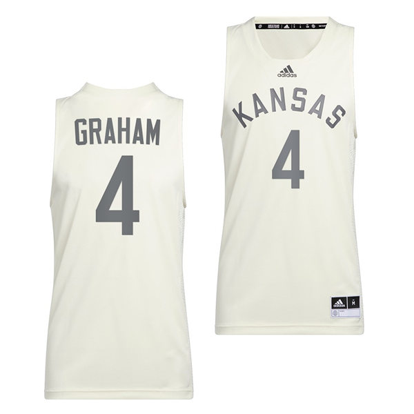 Mens Kansas Jayhawks #4 Devonte' Graham Adidas White 2022 Retro 100 Anniversary of 1922 Helms National Champs Jersey