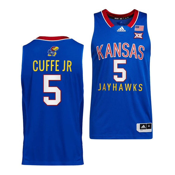 Mens Kansas Jayhawks #5 Kyle Cuffe Jr. Adidas Royal Throwback College Basketball Jersey