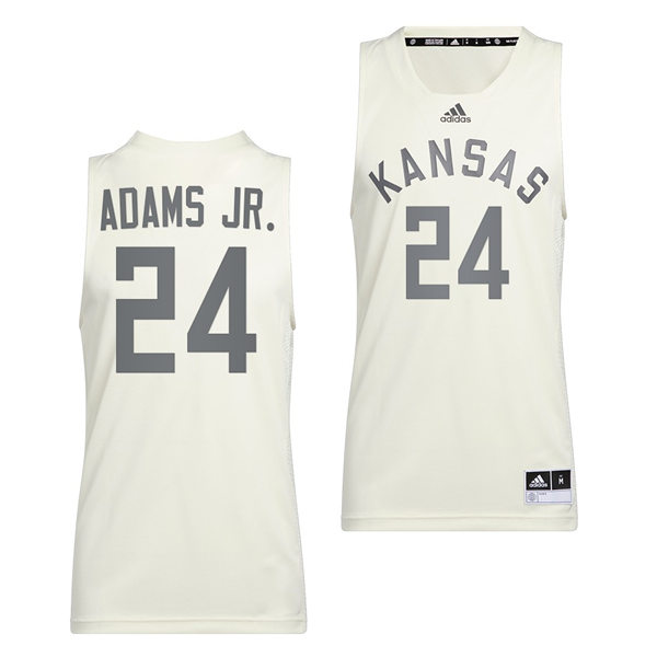 Mens Kansas Jayhawks #24 K. J. Adams Jr. Adidas White 2022 Retro 100 Anniversary of 1922 Helms National Champs Jersey