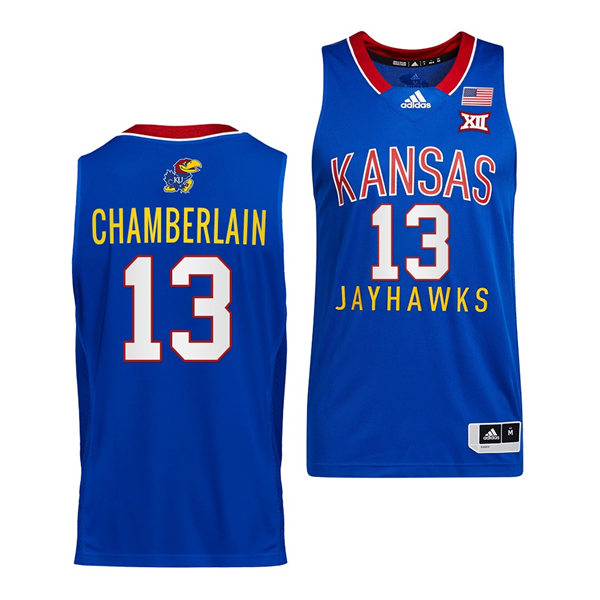 Mens Kansas Jayhawks #13 Wilt Chamberlain Adidas Royal Throwback College Basketball Jersey 
