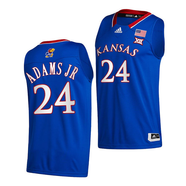 Mens Kansas Jayhawks #24 K. J. Adams Jr. Royal Adidas Stitched College Basketball Game Jersey