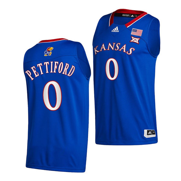 Mens Kansas Jayhawks #0 Bobby Pettiford White Adidas Stitched College Basketball Game Jersey