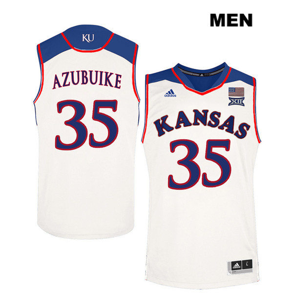 Men's Kansas Jayhawks #35 Udoka Azubuike Adidas White 2016-17 White College Basketball Jersey