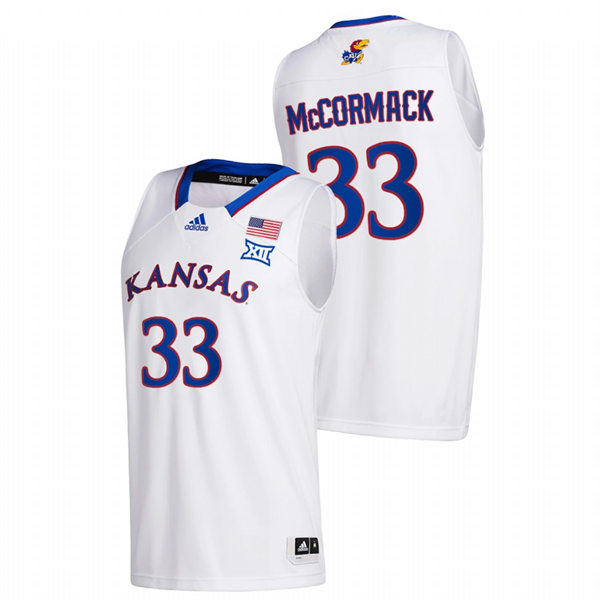 Men's Kansas Jayhawks #33 David McCormack White Adidas Stitched College Basketball Game Jersey