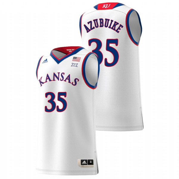 Men's Kansas Jayhawks #35 Udoka Azubuike Adidas 2018-20 White Swingman Basketball Jersey